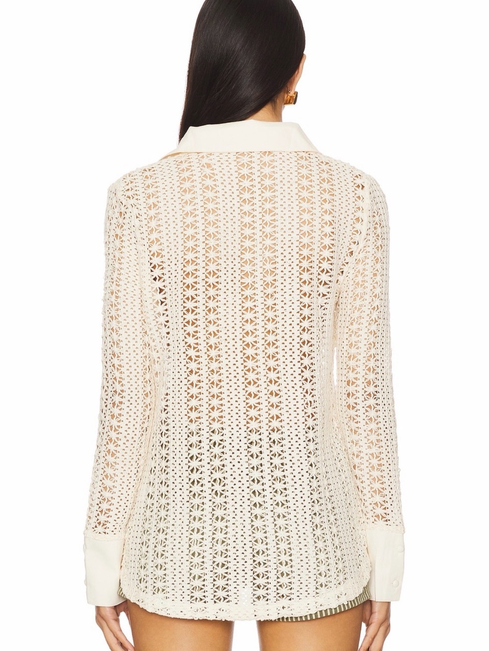 Lioness Cream Crochet Button-Down Shirt - Picture 2 of 3